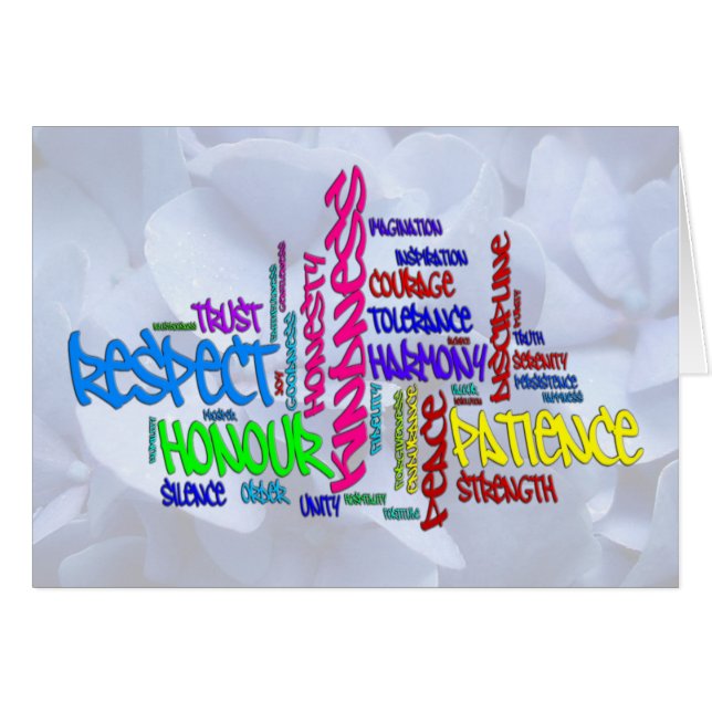 Respect, Kindness, Trust... Virtues word art (Front Horizontal)