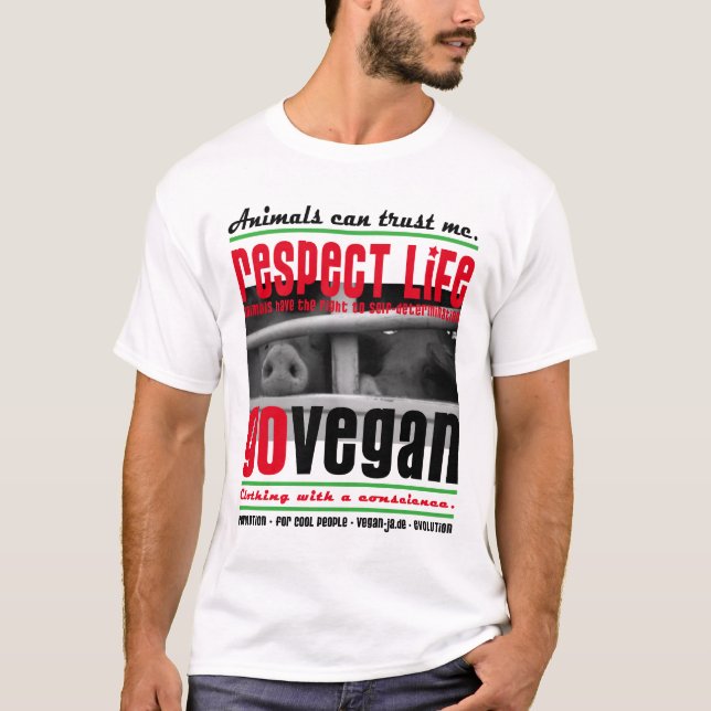 RESPECT LIFE - GO VEGAN - 01m T-Shirt (Front)
