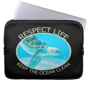 Respect Life, Keep the Ocean Clean Laptop Sleeve
