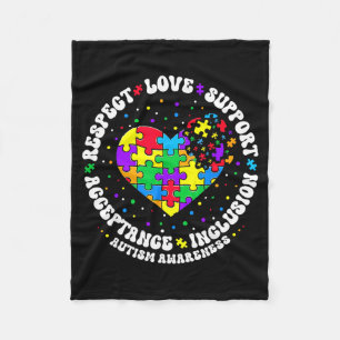 Respect Love Support Autism Awareness Autistic Fleece Blanket