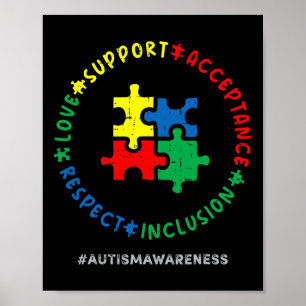 Respect Love Support Autism Awareness Month Women Poster