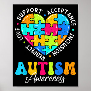 Respect Love Support Inclusion Autism Awareness Poster