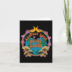 Respect Mother Day Groovy Hippie Mushroom Earth Card