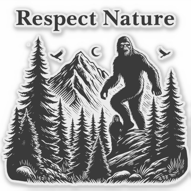 Respect Nature Yeti Bigfoot Ink Art  (Front)