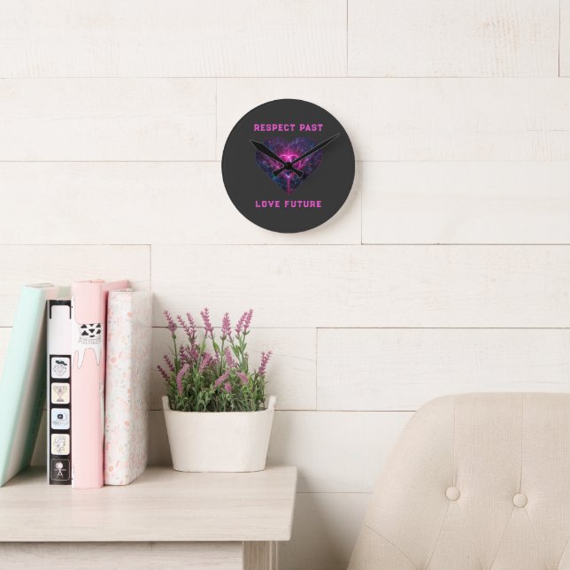 Respect Past Love Future Design Round Clock (Reading Room)