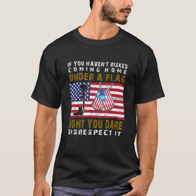 Respect The American Flag Proud Us Veterans Boots  T-Shirt (Front)