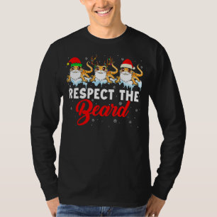 Respect The Beard Christmas Light Santa Bearded Dr T-Shirt