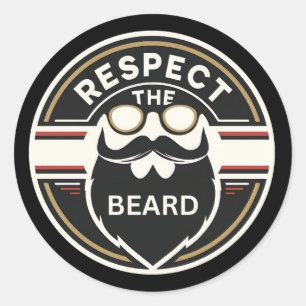 Respect the Beard, Funny Beard Lover Classic Round Sticker