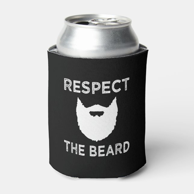 Respect the Beard funny mens shirt Can Cooler (Can Front)