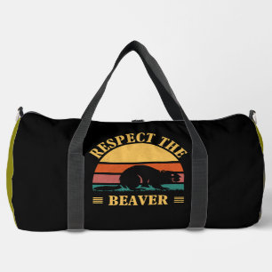 Respect The Beaver Retro Sunset  Duffle Bag