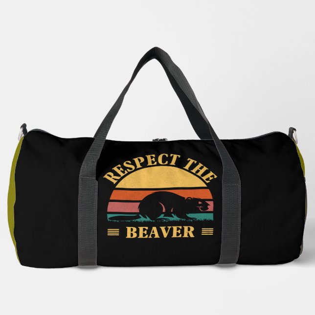 Respect The Beaver Retro Sunset  Duffle Bag (Front)