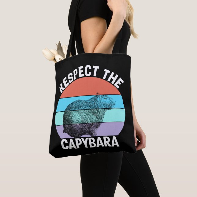 Respect The Capybara Funny Capybara Lover Tote Bag (Close Up)
