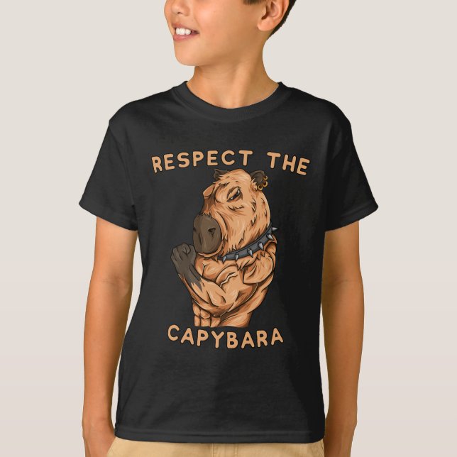 Respect The Capybara - Funny Fitness Bodybuilder R T-Shirt (Front)