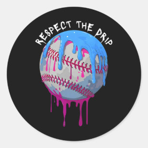 Respect The Drip Baseball Ice Cream Drip Classic Round Sticker