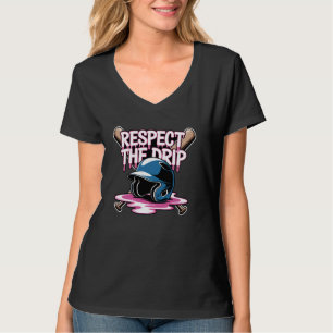 Respect The Drip Baseball Ice Cream Drip Groovy Wo T-Shirt