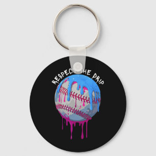 Respect The Drip Baseball Ice Cream Drip Key Ring