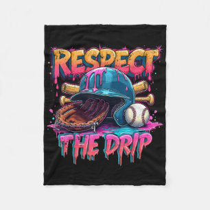 Respect The Drip Baseball Ice Cream Drip Vibes Squ Fleece Blanket