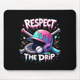 Respect The Drip Baseball Ice Cream Drip Vibes Squ Mouse Mat