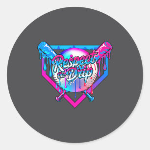 Respect The Drip Baseball Ice Cream For Kids Boys  Classic Round Sticker
