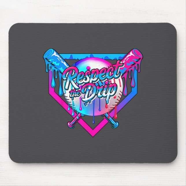 Respect The Drip Baseball Ice Cream For Kids Boys  Mouse Mat (Front)