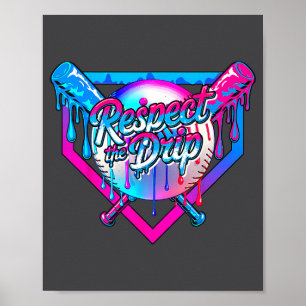 Respect The Drip Baseball Ice Cream For Kids Boys Poster