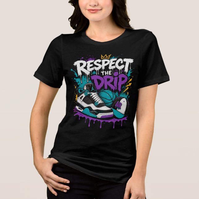 Respect The Drip Basketball Design Tri-Blend Shirt (Front)