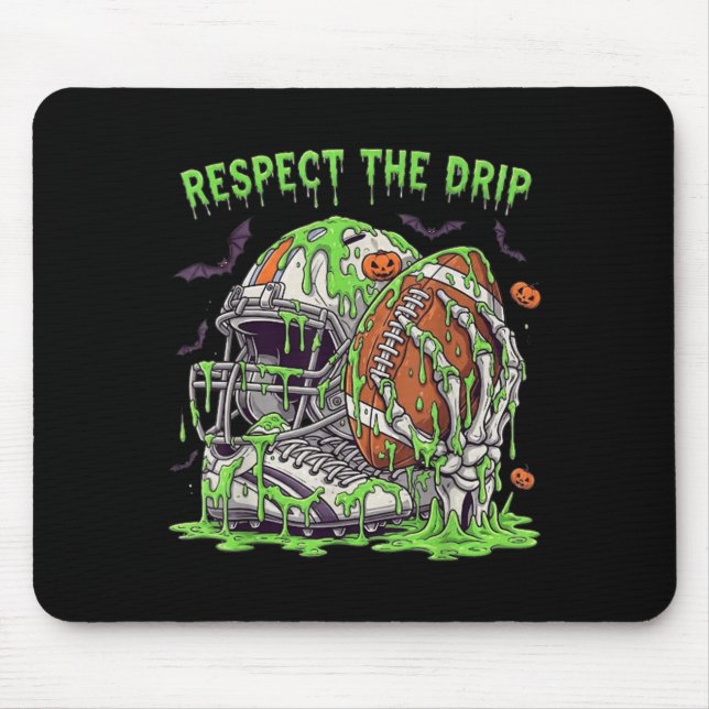 Respect The Drip Football Halloween Skeleton Hand  Mouse Mat (Front)