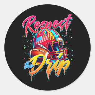 Respect The Drip Football Ice Cream Drip With Spri Classic Round Sticker
