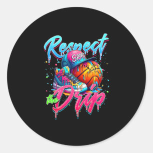 Respect The Drip Sketll Ice Cream Drip With Sprink Classic Round Sticker
