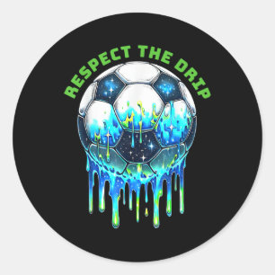 Respect The Drip Soccer Ice Cream Drip With Sprink Classic Round Sticker