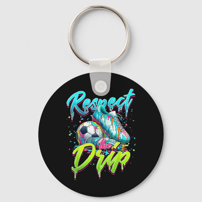 Respect The Drip Soccer Ice Cream Drip With Sprink Key Ring (Front)