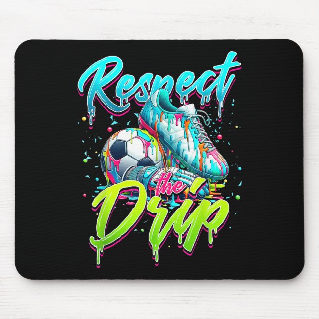 Respect The Drip Soccer Ice Cream Drip With Sprink Mouse Mat (Front)