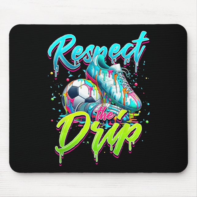 Respect The Drip Soccer Ice Cream Drip With Sprink Mouse Mat (Front)