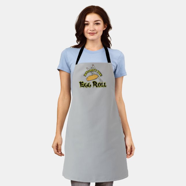 Respect The Egg Roll Food Custom Text Apron (Worn)