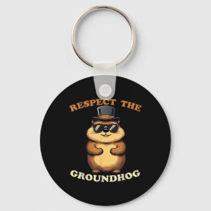 Respect The Groundhog Celebrate Groundhog Day With Key Ring