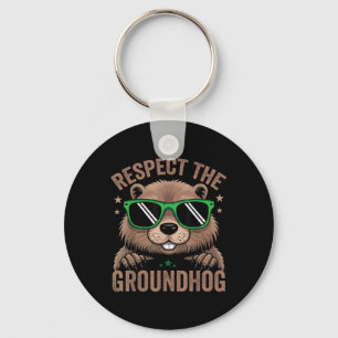 Respect The Groundhog Flag Usa Woodchuck Ground Ho Key Ring