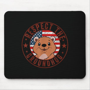 Respect The Groundhog Flag Usa Woodchuck Ground Ho Mouse Mat
