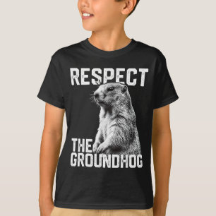 Respect The Groundhog Funny Groundhog Day Animal L T-Shirt