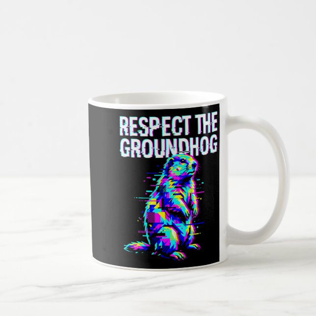 Respect The Groundhog Funny Groundhog Day Retro  Coffee Mug (Right)