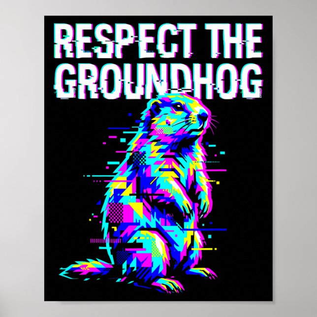 Respect The Groundhog Funny Groundhog Day Retro  Poster (Front)