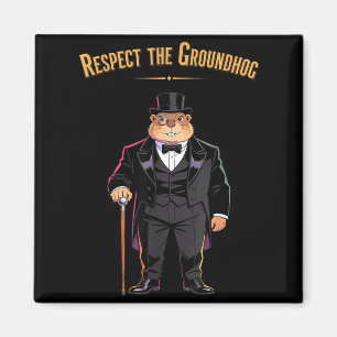 Respect The Groundhog Funny Woodchuck And Marmot D Magnet