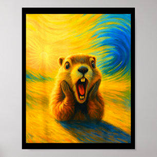 Respect The Groundhog Funny Woodchuck Cute Kids Bo Poster