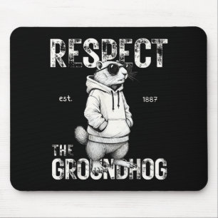 Respect The Groundhog Funny Woodchuck Men Retro Ki Mouse Mat