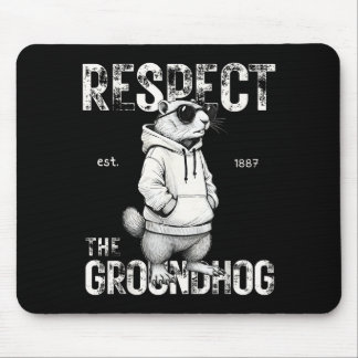 Respect The Groundhog Funny Woodchuck Men Retro Ki Mouse Mat