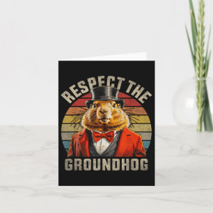 Respect The Groundhog Ground Hog Retro Sunset Grou Card