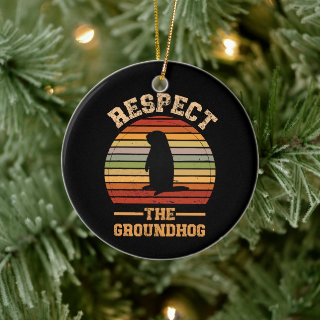 Respect The Groundhog Holiday Ceramic Tree Decoration (Tree)