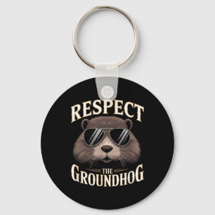 Respect The Groundhog Holiday Mens Womens Kids Gro Key Ring