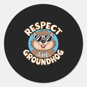 Respect The Groundhog Quirky Groundhog Day Premium Classic Round Sticker