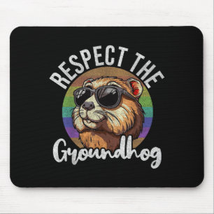 Respect The Groundhog Retro Funny Groundhog Day Mouse Mat