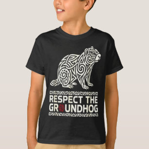Respect The Groundhog Tribal Groundhog Day Symbol  T-Shirt